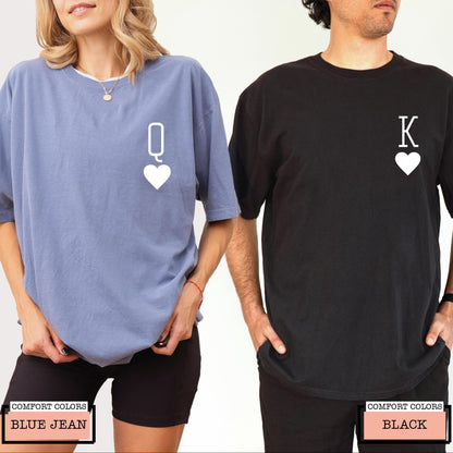 King and Queen Heart Graphic Matching Couple Shirts