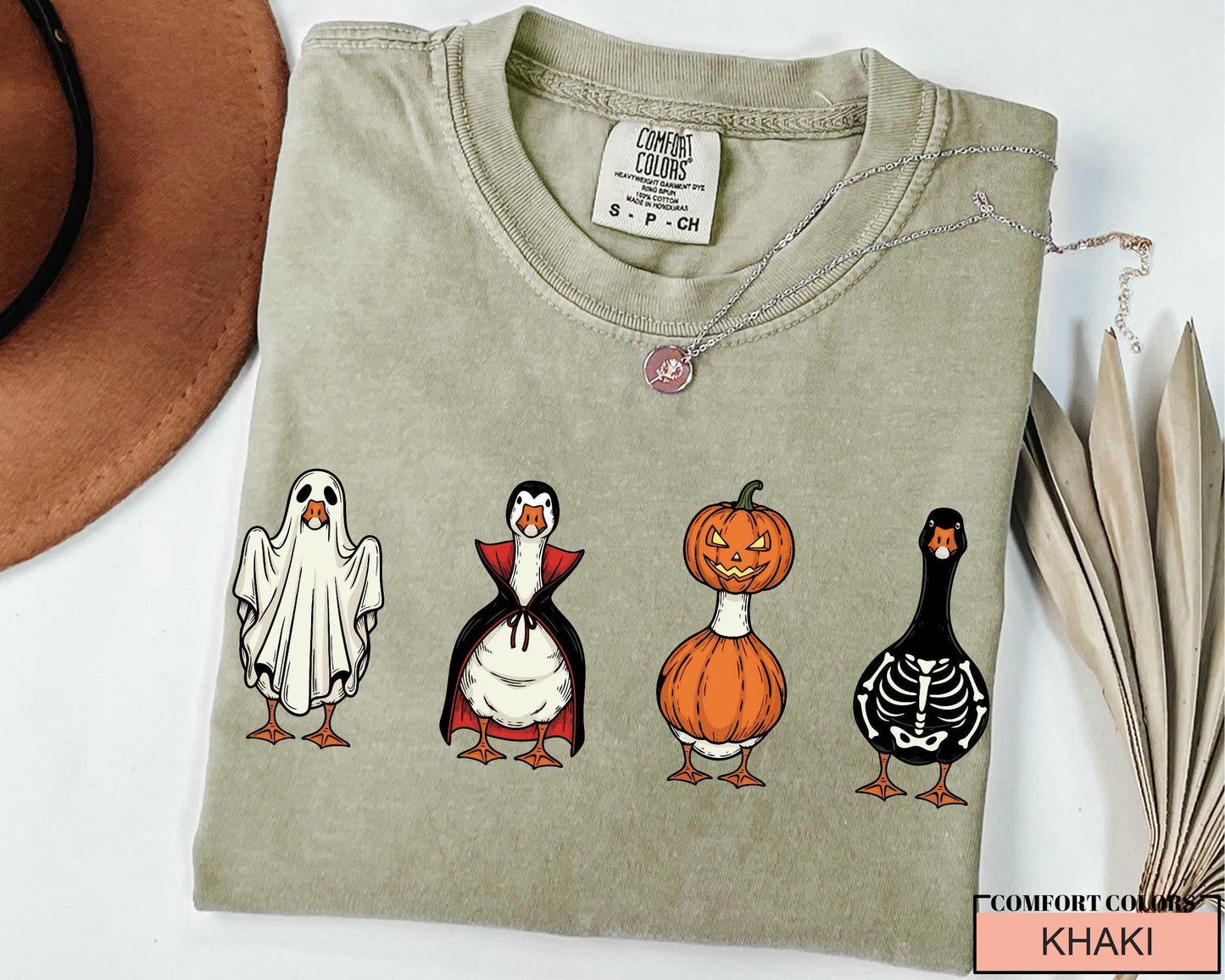 Funny Halloween Goose T-Shirt: Spooky Ghost, Pumpkin, Vampire Costume