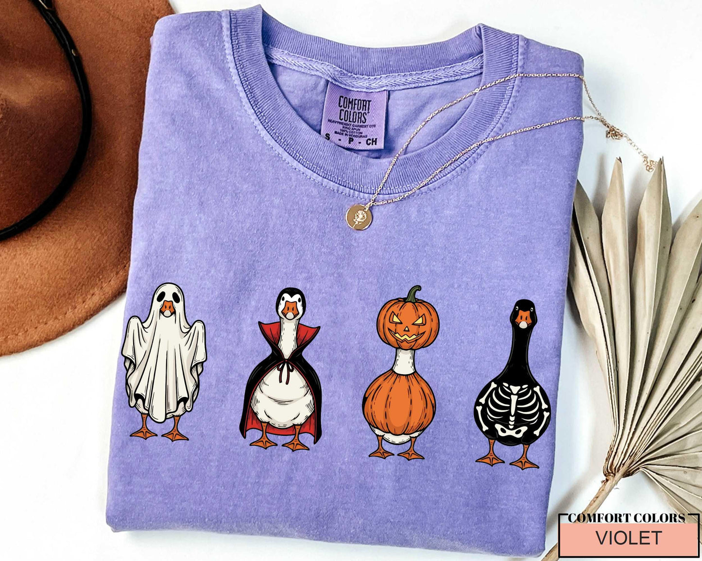 Funny Halloween Goose T-Shirt: Spooky Ghost, Pumpkin, Vampire Costume