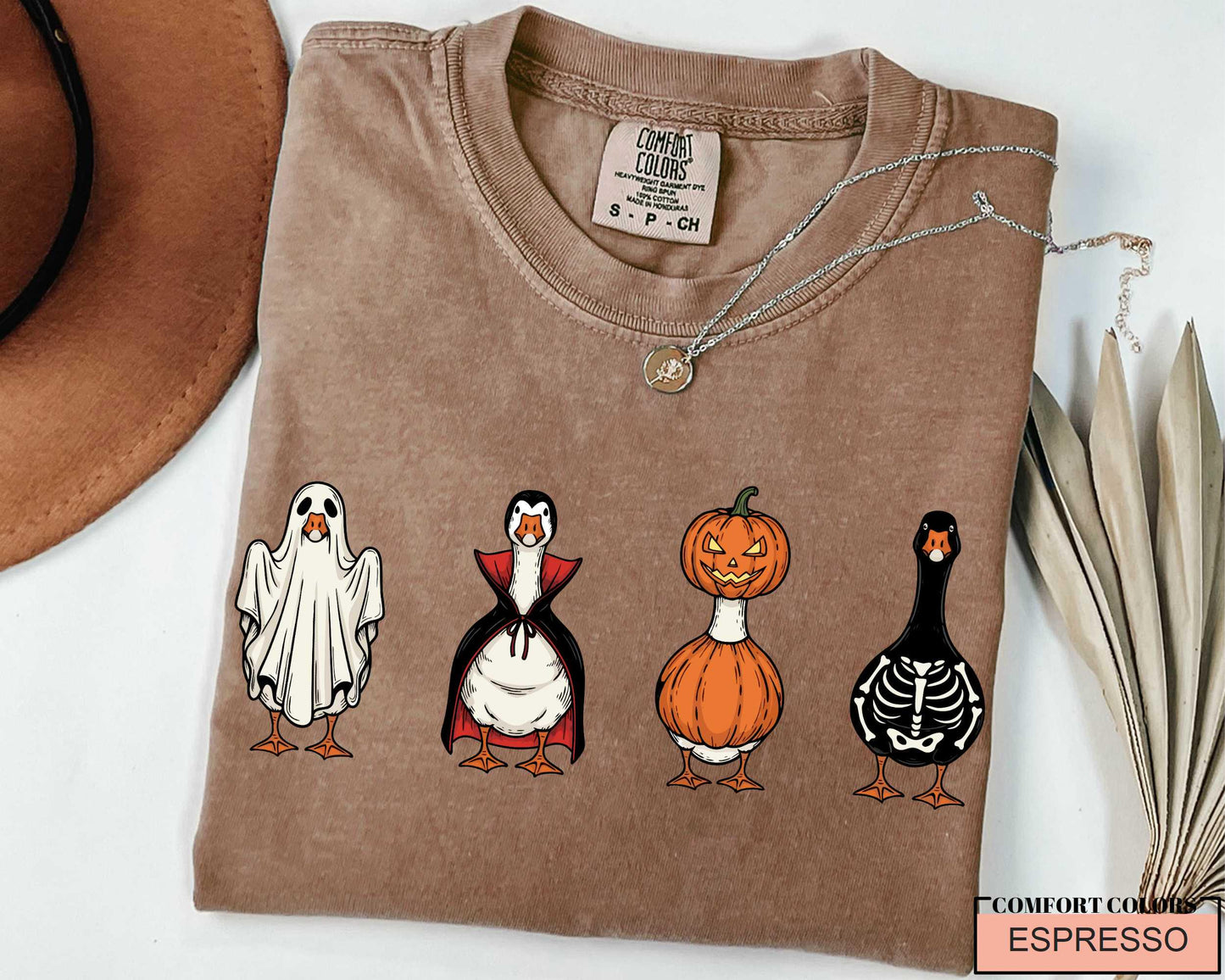 Funny Halloween Goose T-Shirt: Spooky Ghost, Pumpkin, Vampire Costume