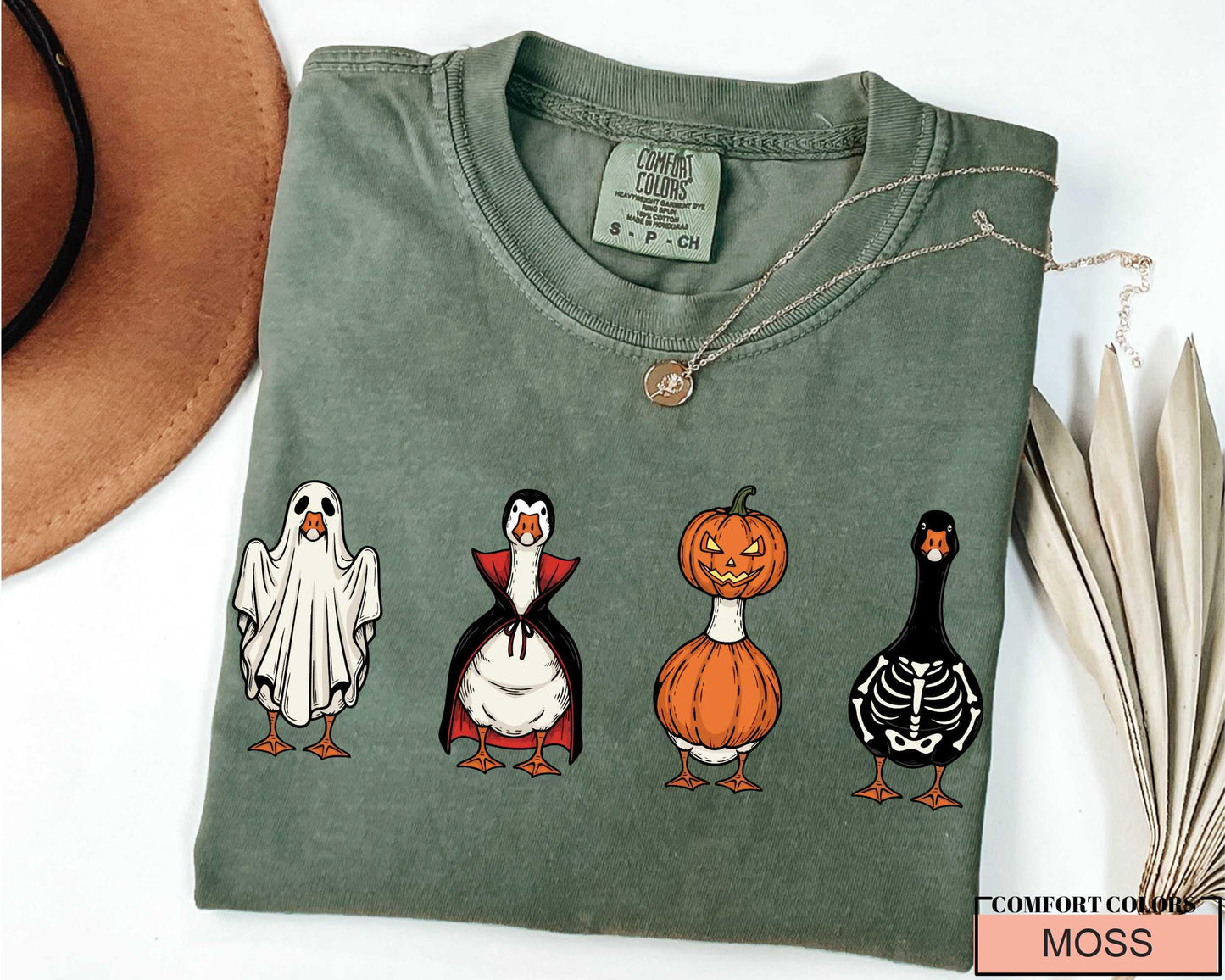 Funny Halloween Goose T-Shirt: Spooky Ghost, Pumpkin, Vampire Costume