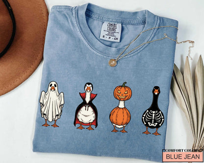 Funny Halloween Goose T-Shirt: Spooky Ghost, Pumpkin, Vampire Costume