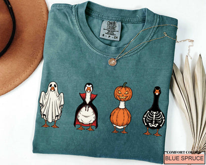 Funny Halloween Goose T-Shirt: Spooky Ghost, Pumpkin, Vampire Costume