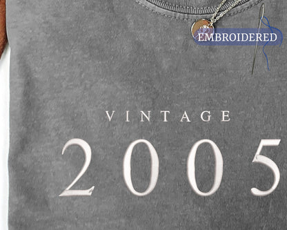 Embroidered 20th Birthday Shirt - Custom Year Vintage 2005 Unisex Tee for Girlfriend or Boyfriend