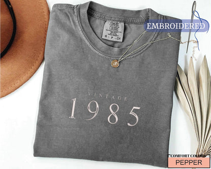 Vintage 1985 Embroidered Shirt - Custom Year 40th Birthday Top for Mom or Dad