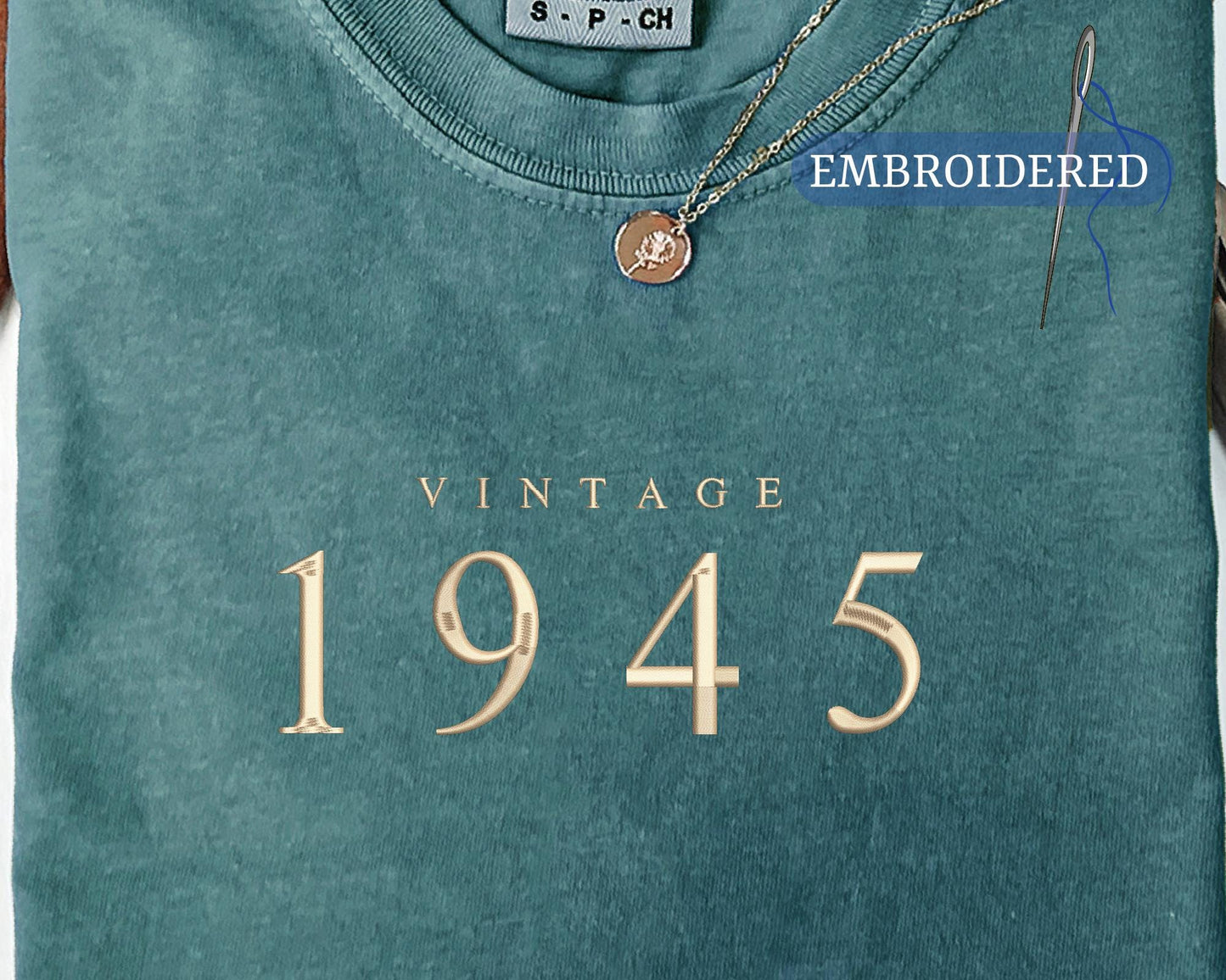 Embroidered Vintage 1945 Shirt - Custom 80th Birthday Top for Grandmother or Grandfather