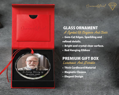 Loved Ones Who Passed Away Custom Memorial Photo Glass Ornament