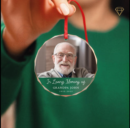 Loved Ones Who Passed Away Custom Memorial Photo Glass Ornament