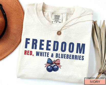 Freedom Red White and Blueberries Coquette Shirt - Charlie Kirk American Flag Liberty Independence Top