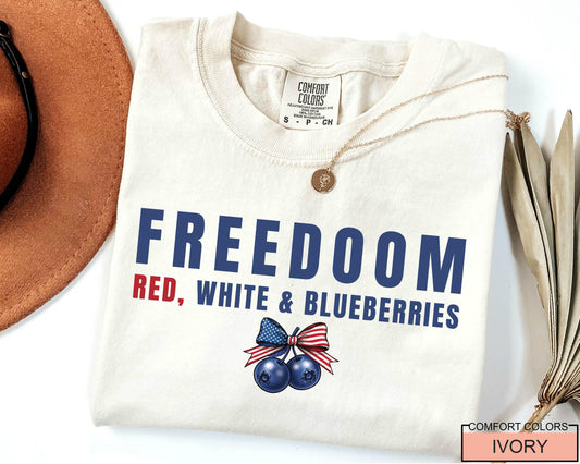 Freedom Red White and Blueberries Coquette Shirt - Charlie Kirk American Flag Liberty Independence Top