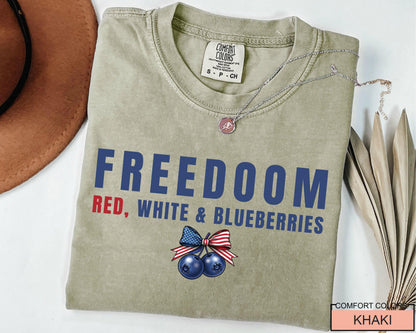 Freedom Red White and Blueberries Coquette Shirt - Charlie Kirk American Flag Liberty Independence Top