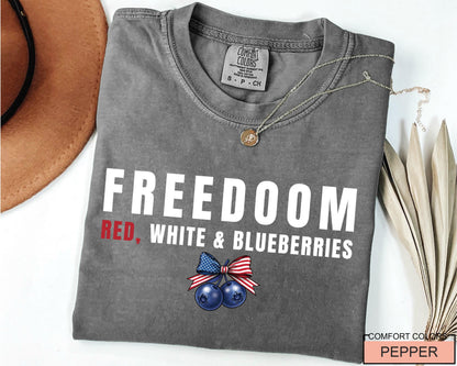 Freedom Red White and Blueberries Coquette Shirt - Charlie Kirk American Flag Liberty Independence Top
