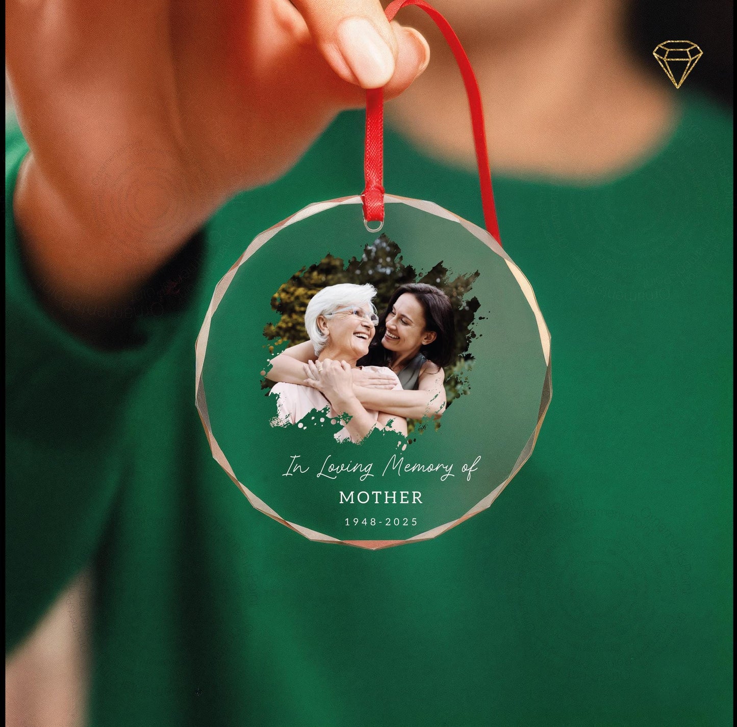 Custom Photo Mom Memorial Glass Ornament - Mother Passed Away