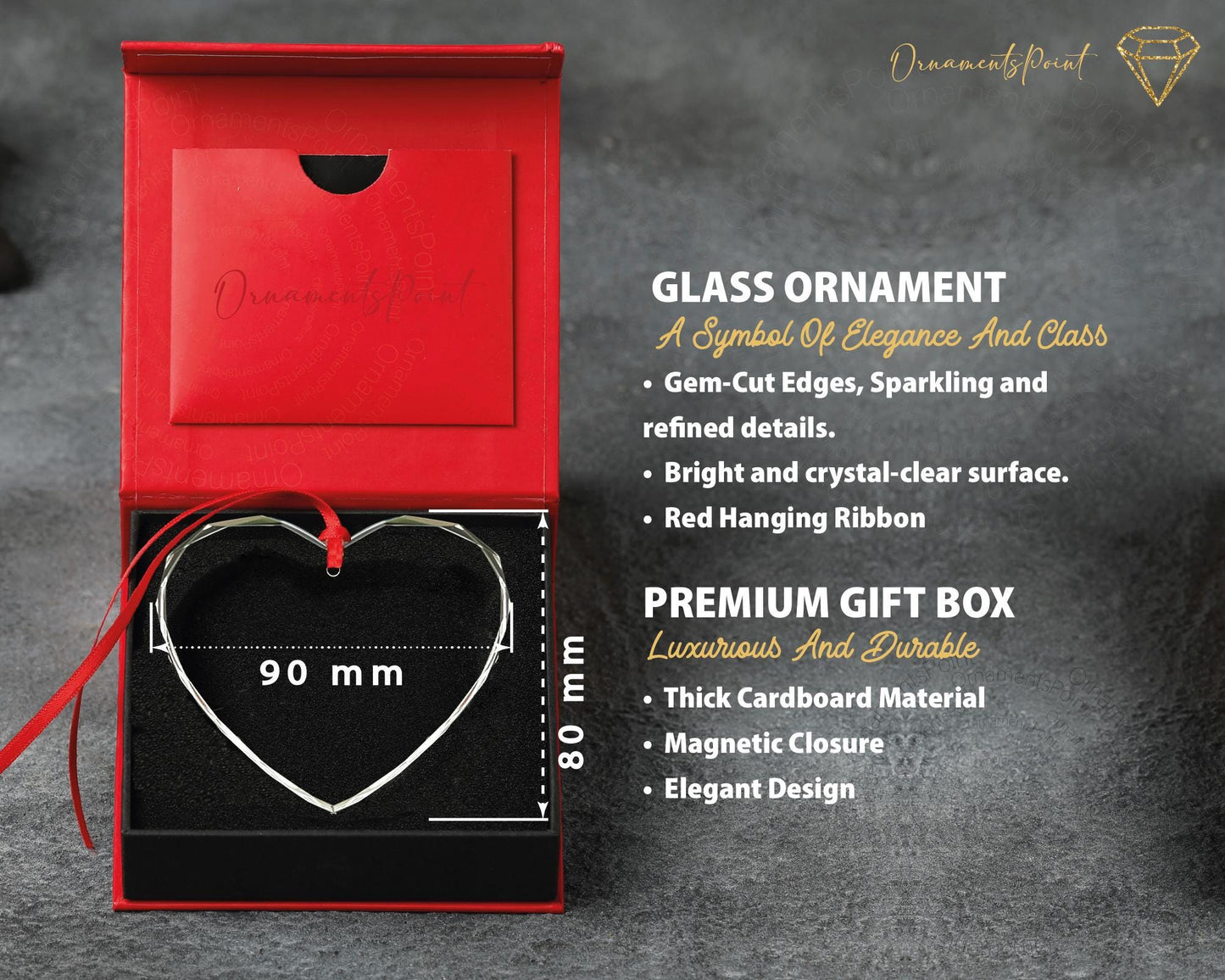 Custom Couple Photo Glass Heart Ornament - Personalized Together Picture Keepsake