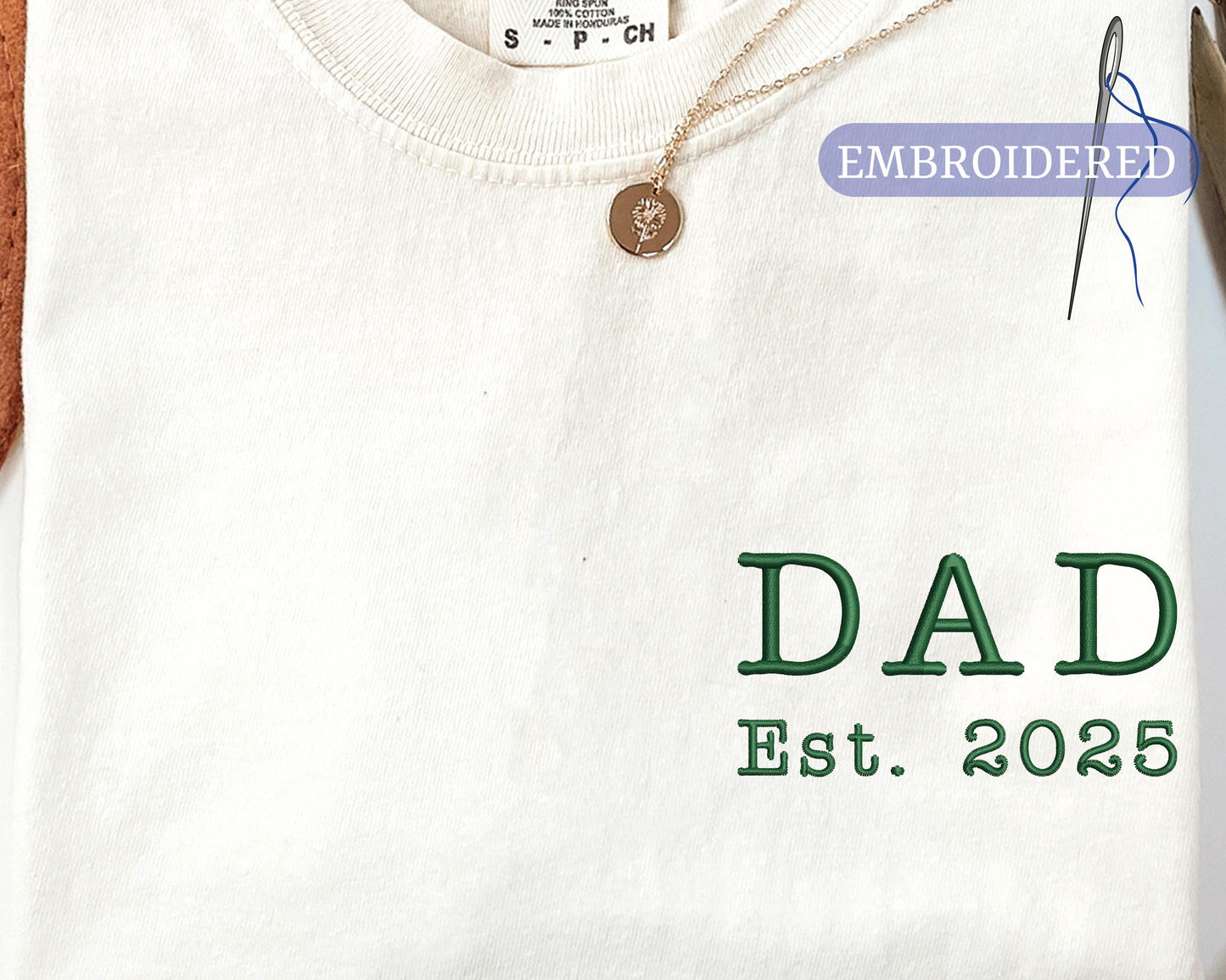 Custom Embroidered Dad Est Year Shirt - New Father Announcement Pocket Design Outfit