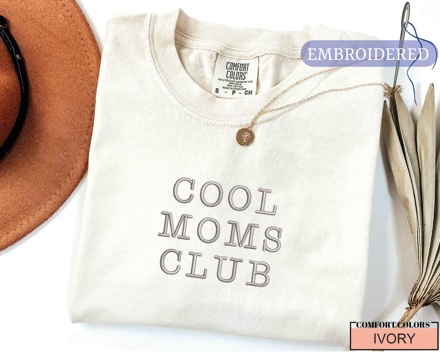 Cool Moms Club Embroidered Shirt - New Mother Outfit