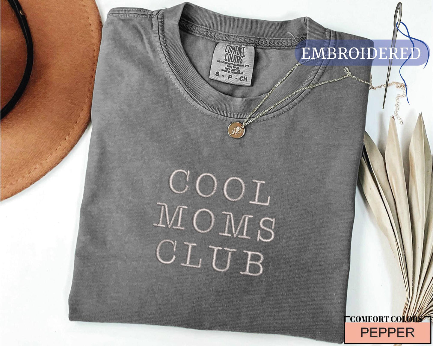 Cool Moms Club Embroidered Shirt - New Mother Outfit
