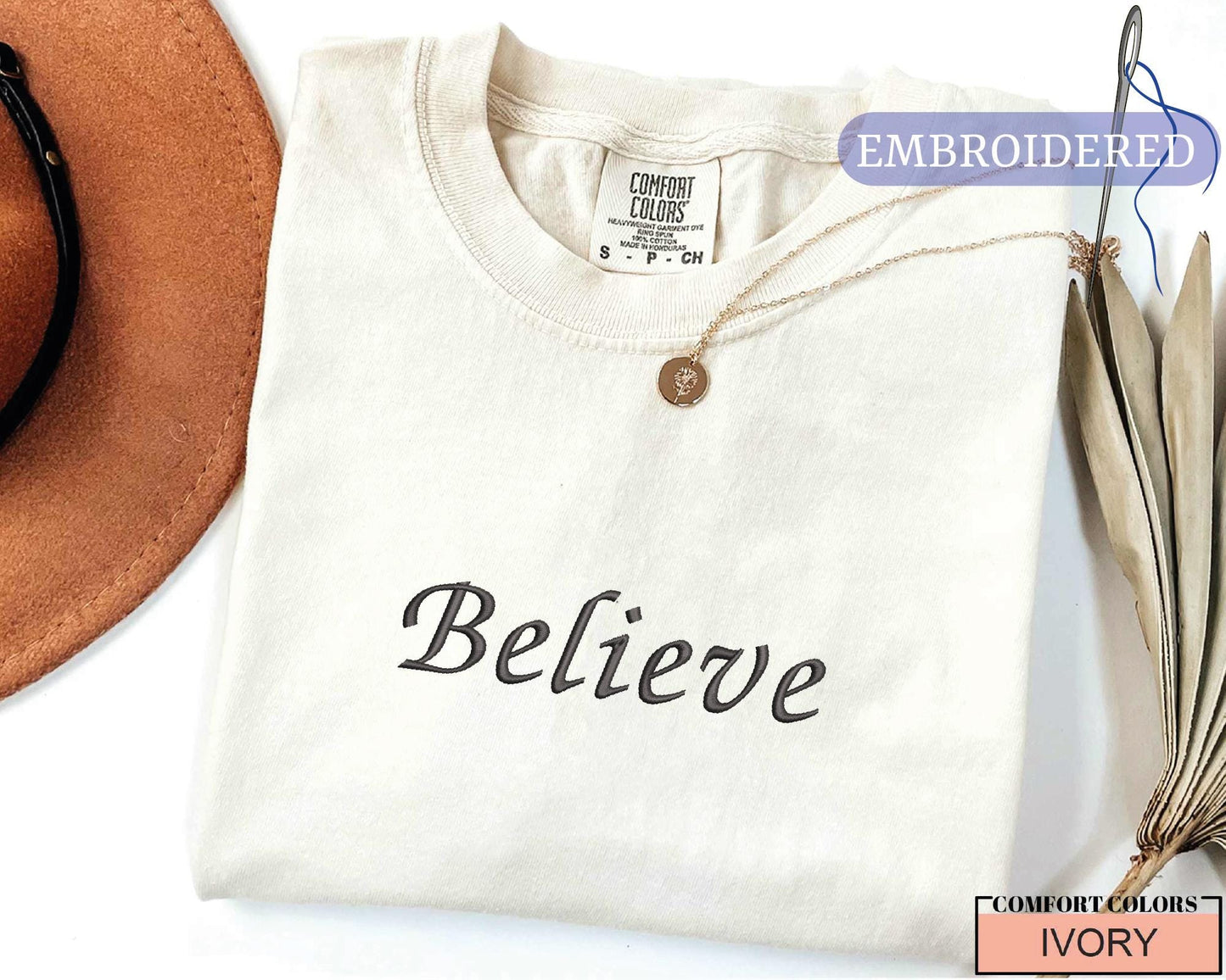 Embroidered Believe Shirt - Merry Christmas Outfit