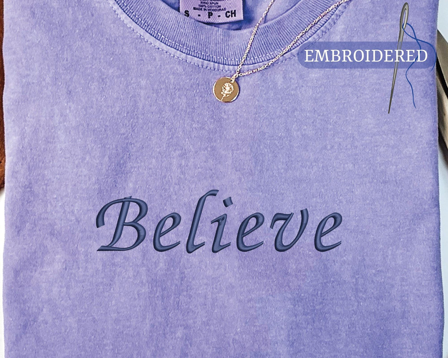 Embroidered Believe Shirt - Merry Christmas Outfit