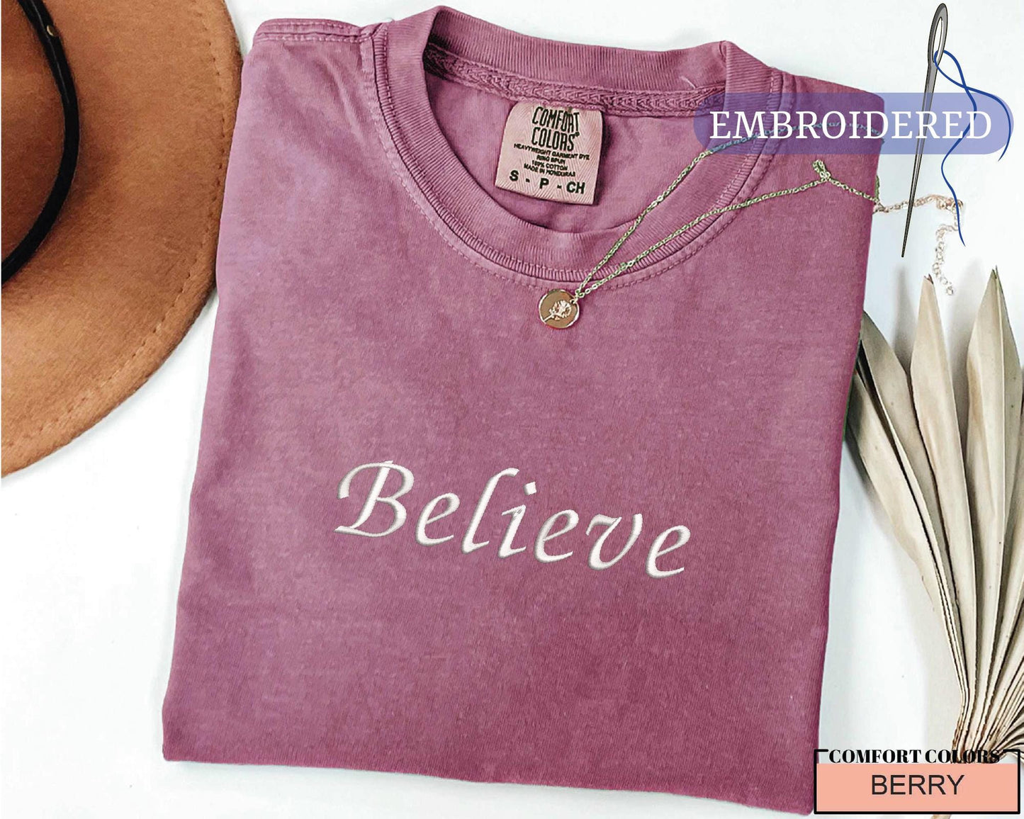 Embroidered Believe Shirt - Merry Christmas Outfit