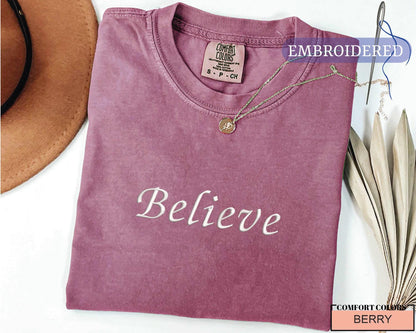 Embroidered Believe Shirt - Merry Christmas Outfit