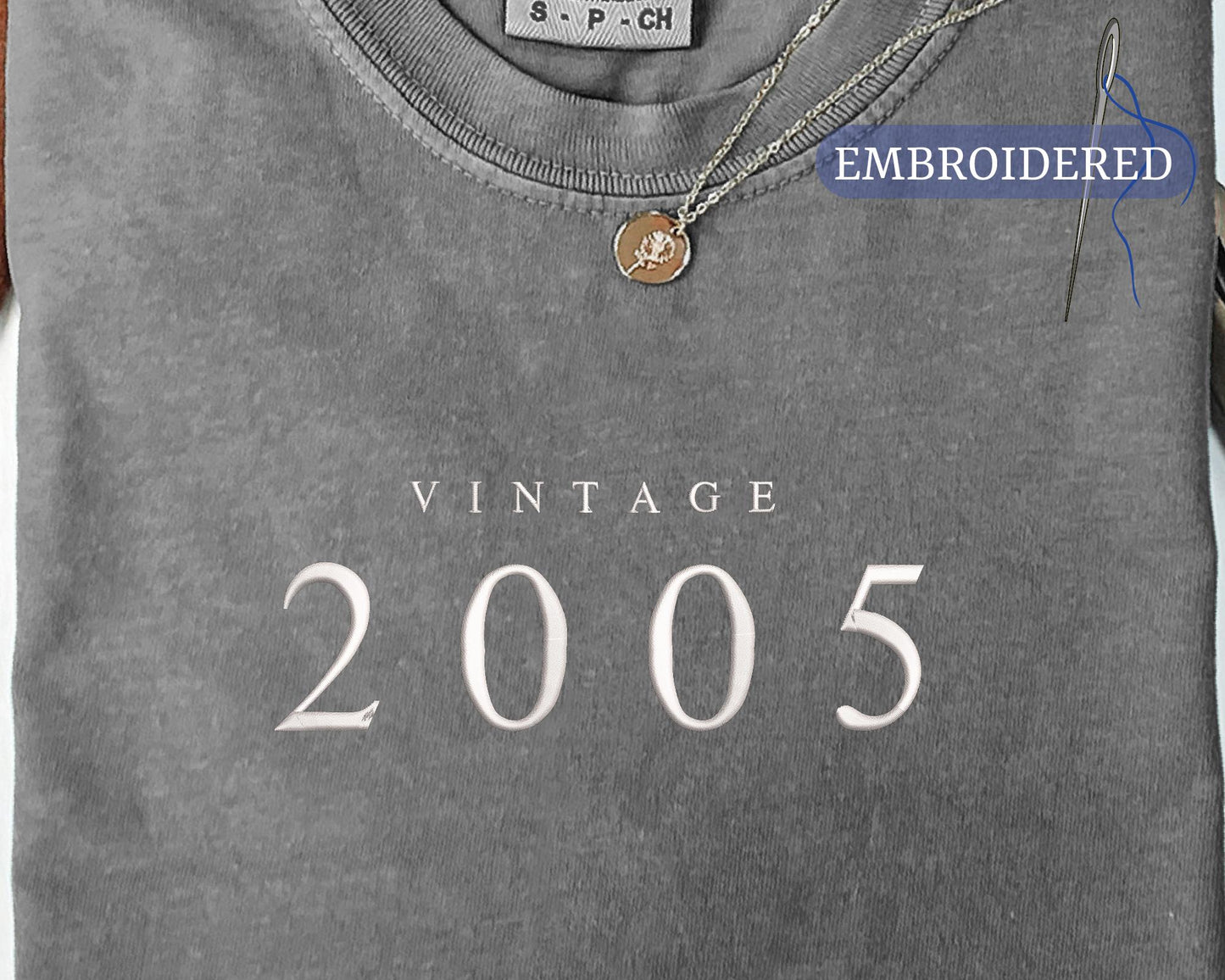 Embroidered 20th Birthday Shirt - Custom Year Vintage 2005 Unisex Tee for Girlfriend or Boyfriend