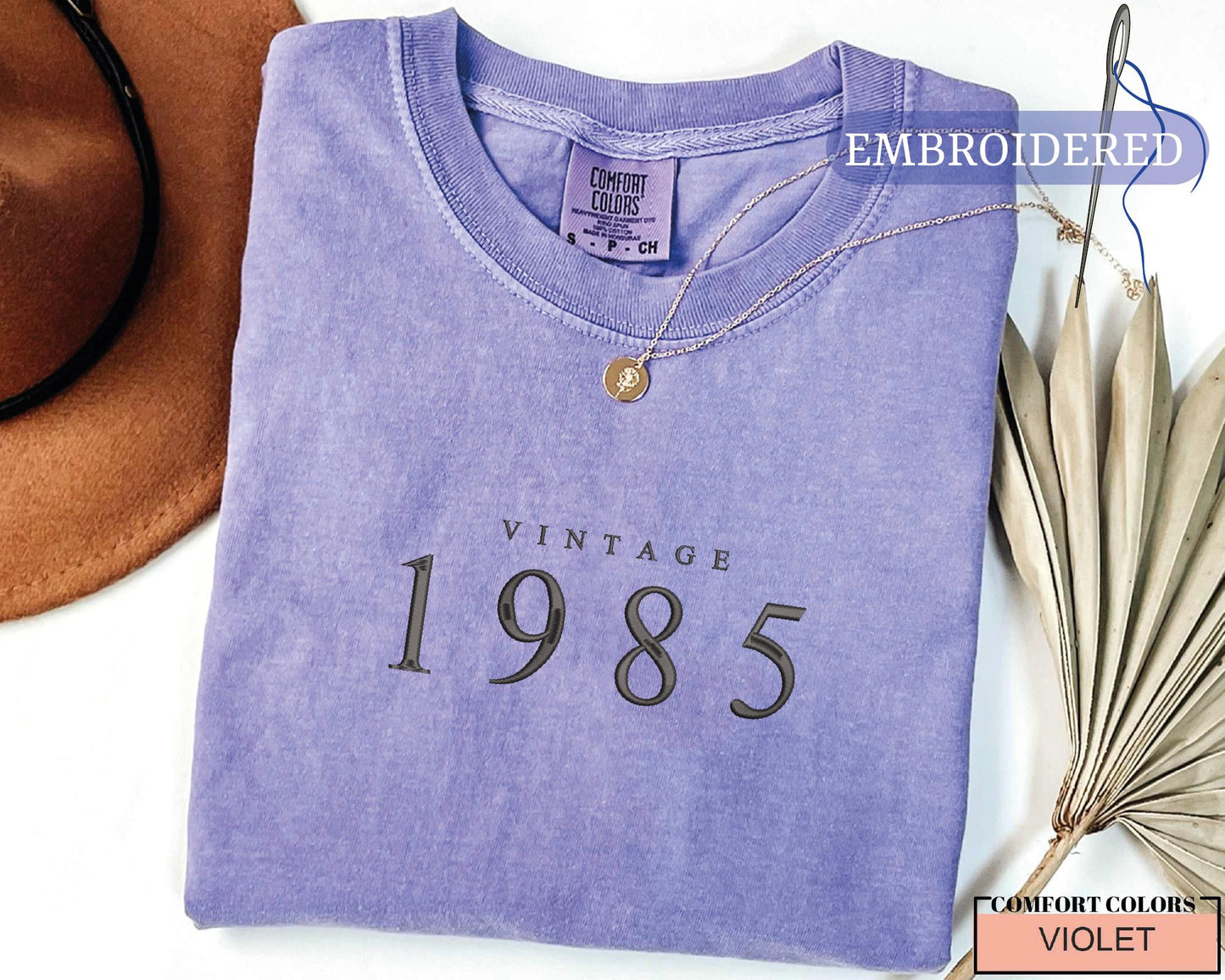 Vintage 1985 Embroidered Shirt - Custom Year 40th Birthday Top for Mom or Dad
