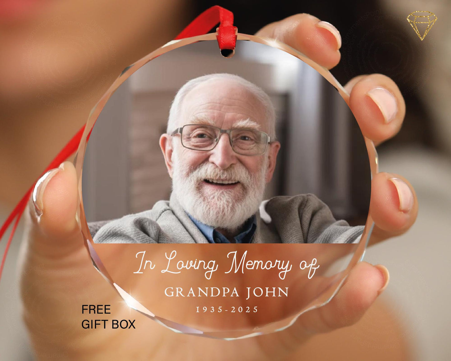 Loved Ones Who Passed Away Custom Memorial Photo Glass Ornament