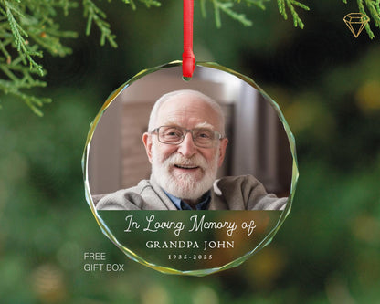 Loved Ones Who Passed Away Custom Memorial Photo Glass Ornament