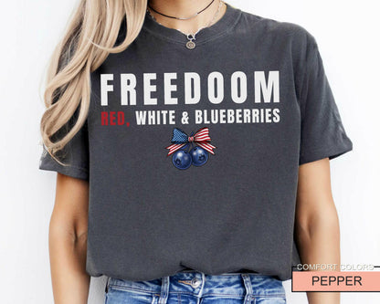 Freedom Red White and Blueberries Coquette Shirt - Charlie Kirk American Flag Liberty Independence Top