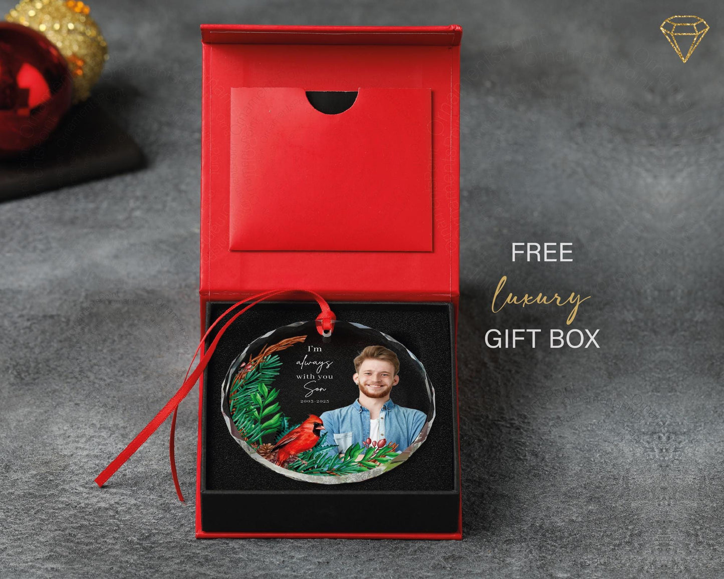 Son Photo Glass Ornament - Loss Of Son Gift