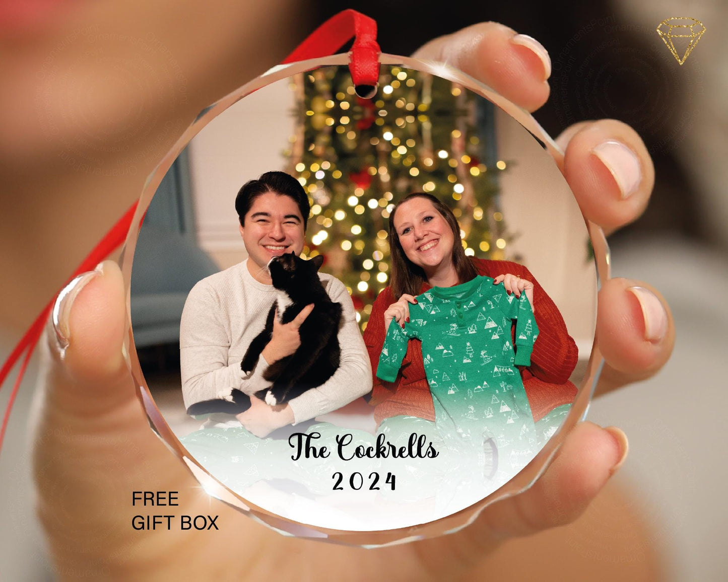 Photo Ornament, Personalized Family Christmas GLASS Ornament