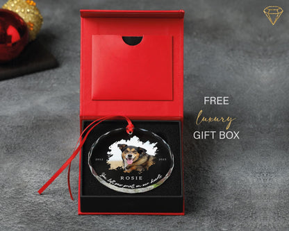 Custom Dog Photo Memorial Glass Ornament - You Left Paw Prints On Our Hearts