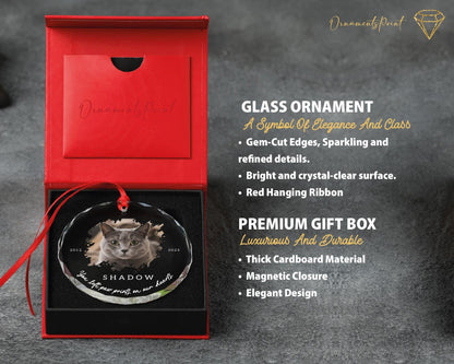 Custom Cat Photo Memorial Glass Ornament - Loss of Kitten Picture