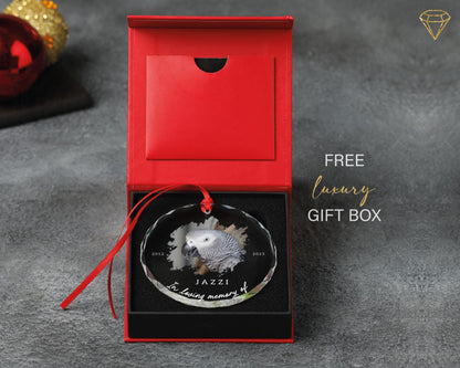 Custom Bird Photo Memorial Glass Ornament - In Loving Memory of Pet Name