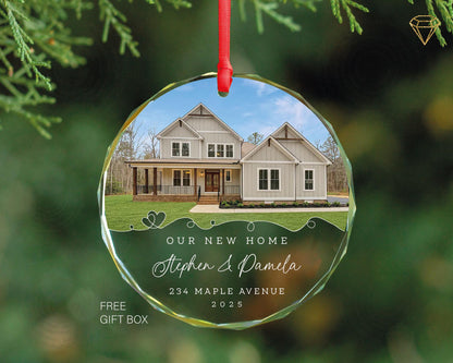 Our New Home Photo Glass Ornament - Personalized House Picture Keepsake