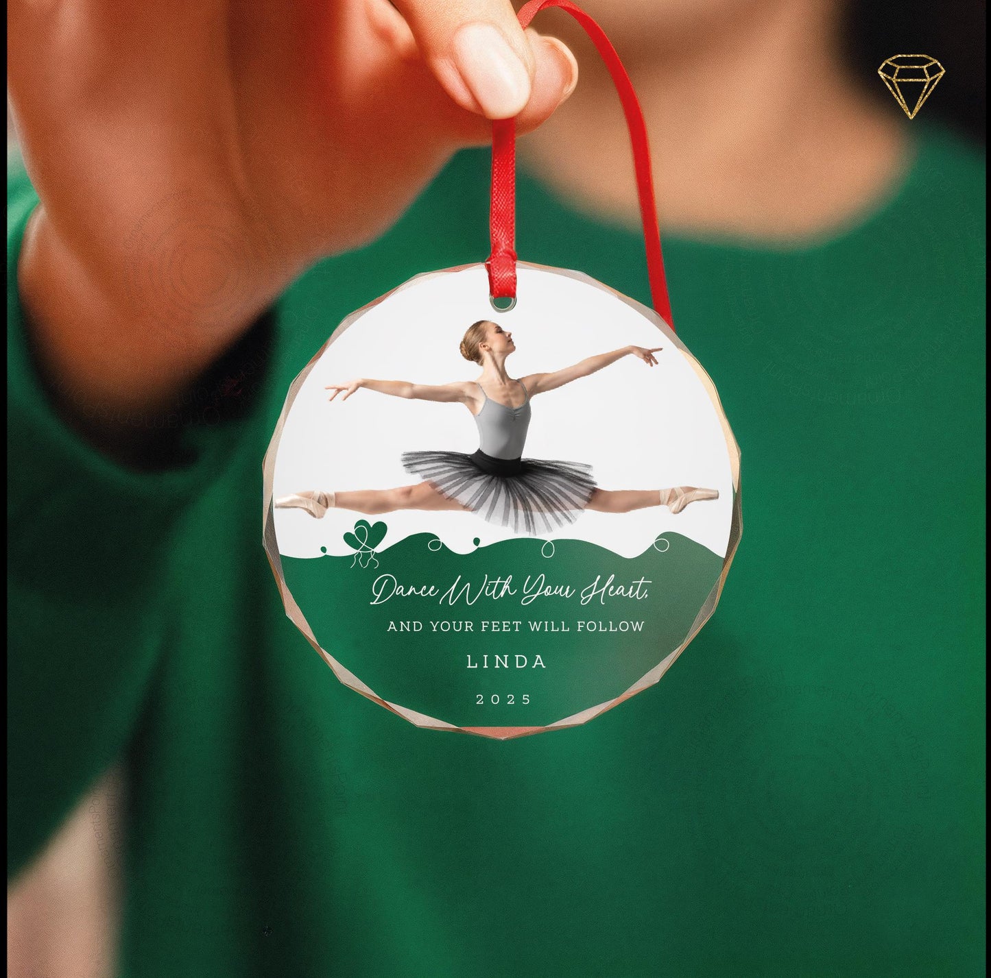 Custom Dancer Photo Glass Ornament - Dance With You Heart And Your Feet Will Follow