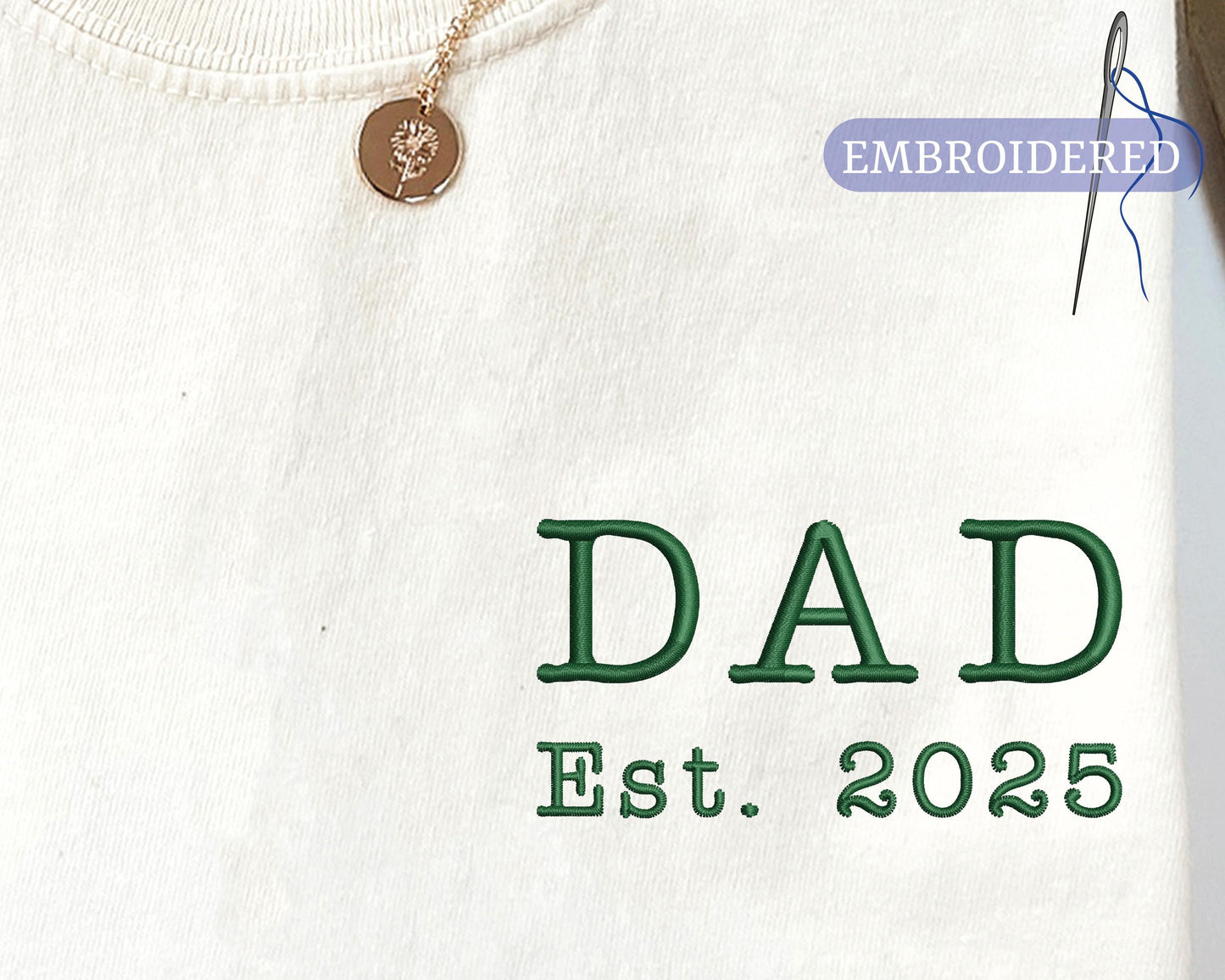 Custom Embroidered Dad Est Year Shirt - New Father Announcement Pocket Design Outfit