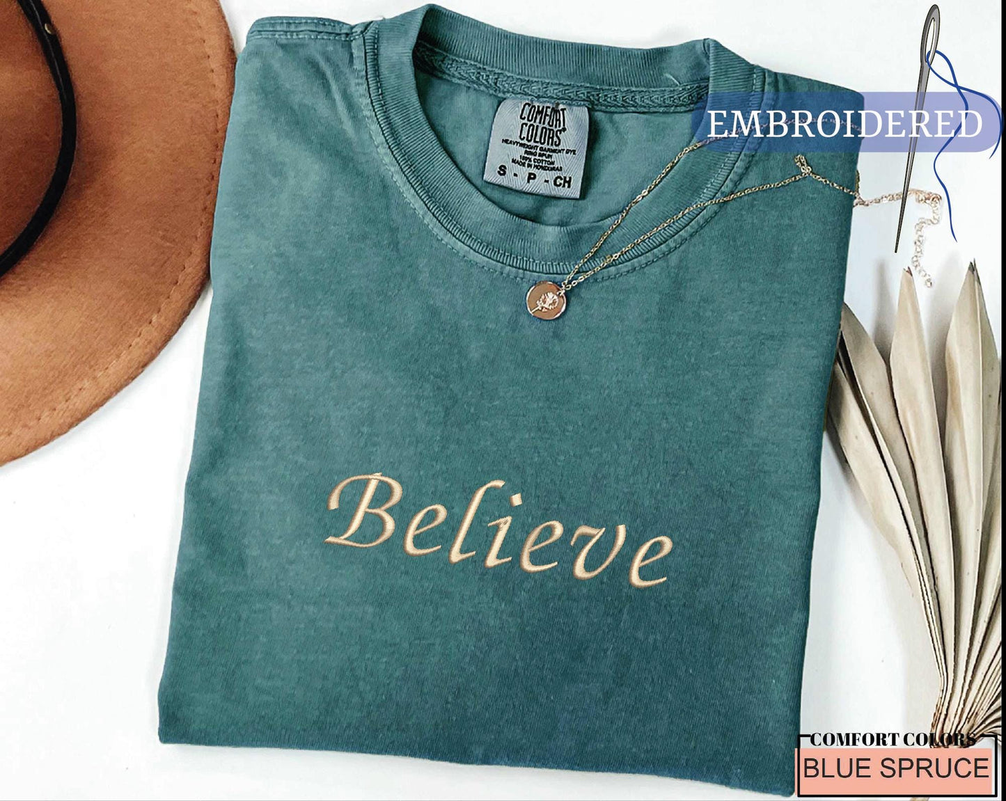 Embroidered Believe Shirt - Merry Christmas Outfit