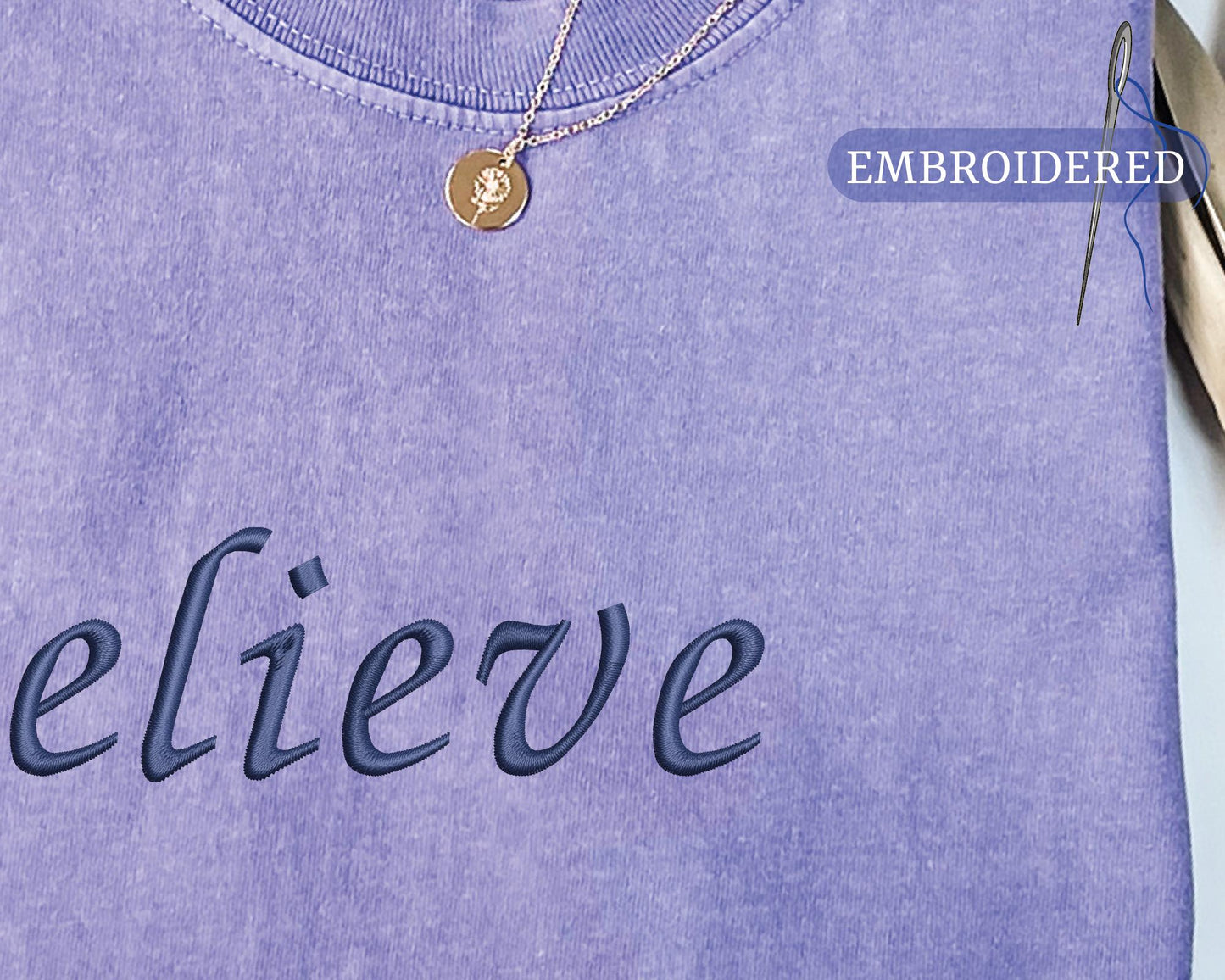 Embroidered Believe Shirt - Merry Christmas Outfit