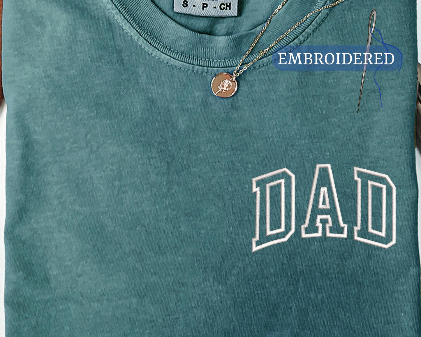 Dad Embroidered Pocket Design Shirt - New Father Keepsake for Pregnancy Announcement