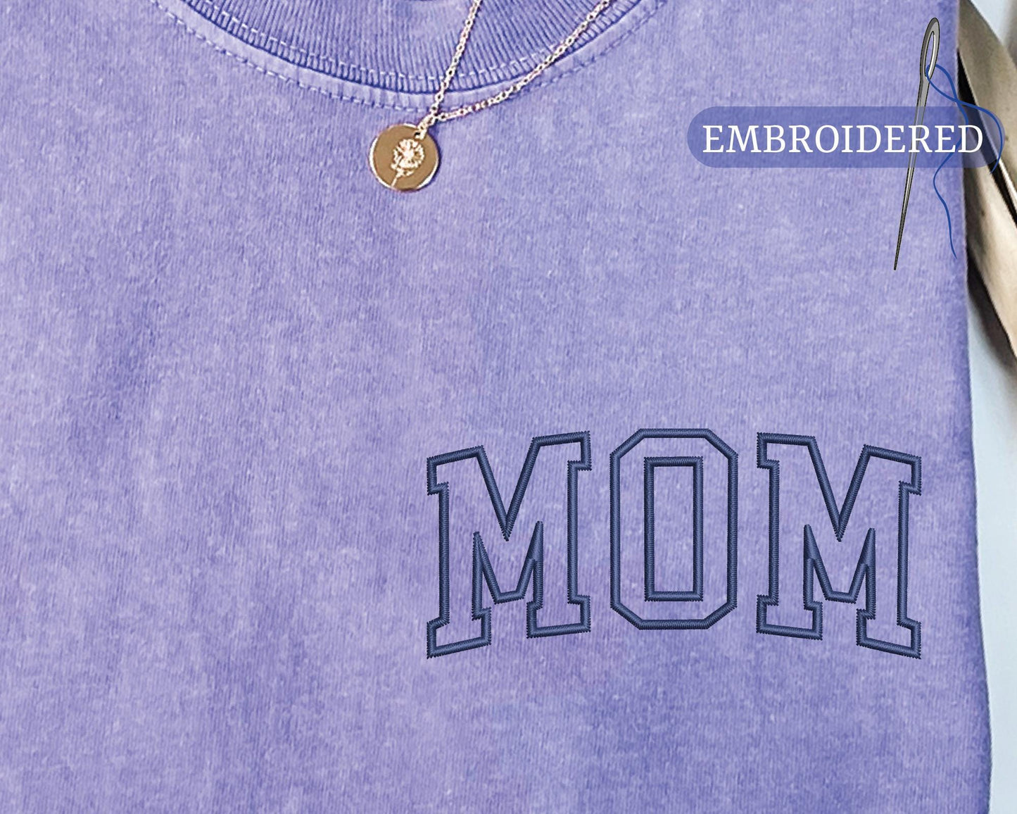 Mom Embroidered Pocket Design Shirt - Pregnancy Mother Keepsake
