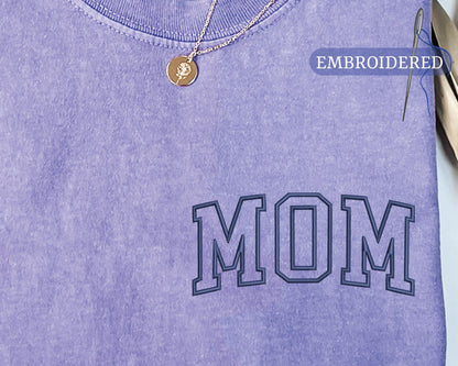 Mom Embroidered Pocket Design Shirt - Pregnancy Mother Keepsake