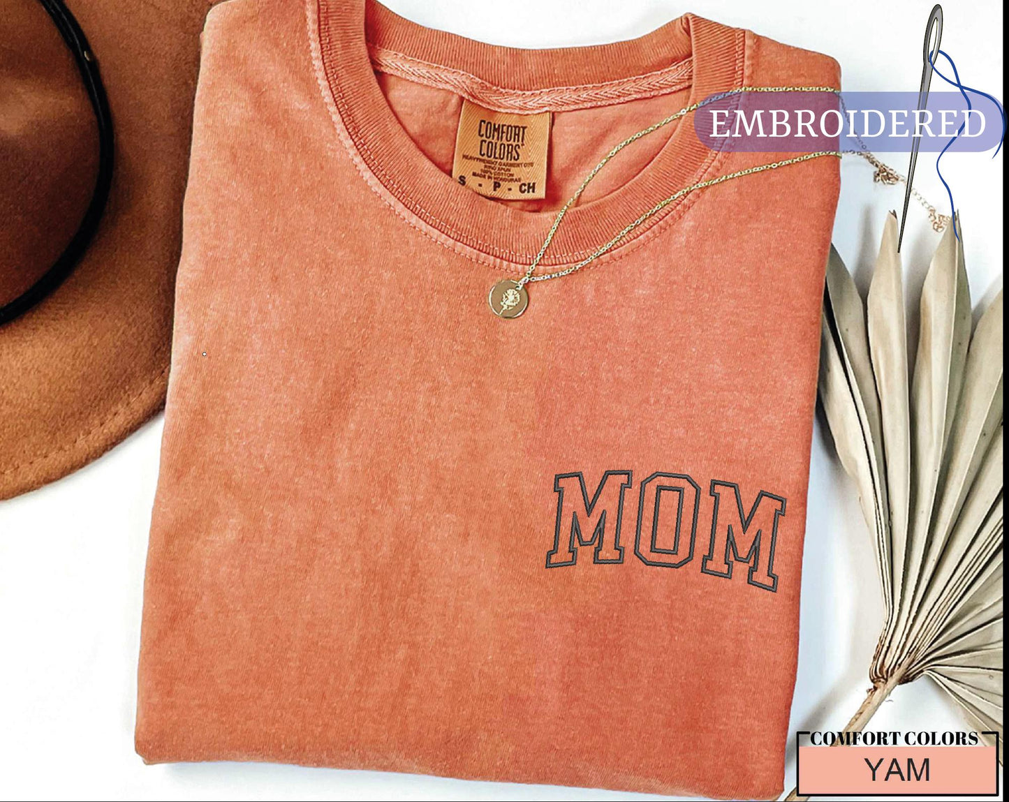 Mom Embroidered Pocket Design Shirt - Pregnancy Mother Keepsake