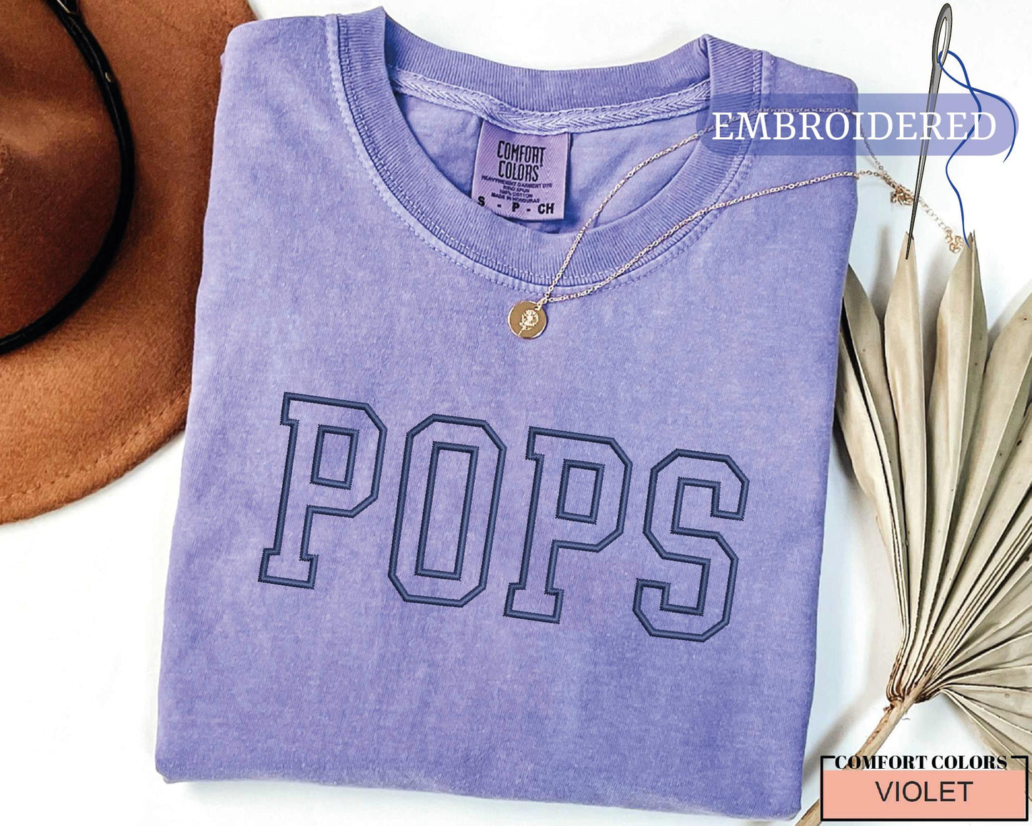 Custom Embroidered Pops Shirt - New Grandpa Outfit for Baby Announcement