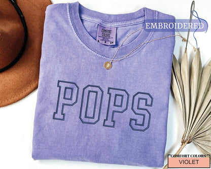 Custom Embroidered Pops Shirt - New Grandpa Outfit for Baby Announcement