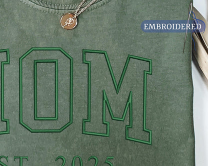Personalized Mom Est Year Embroidered Shirt - Custom New Mom Outfit