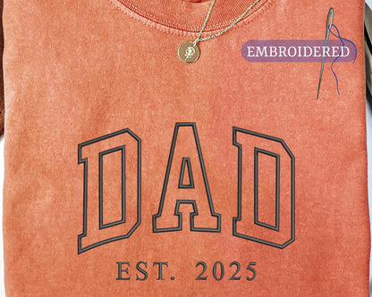 Custom Dad Est Year Embroidered Shirt - Personalized New Dad Outfit