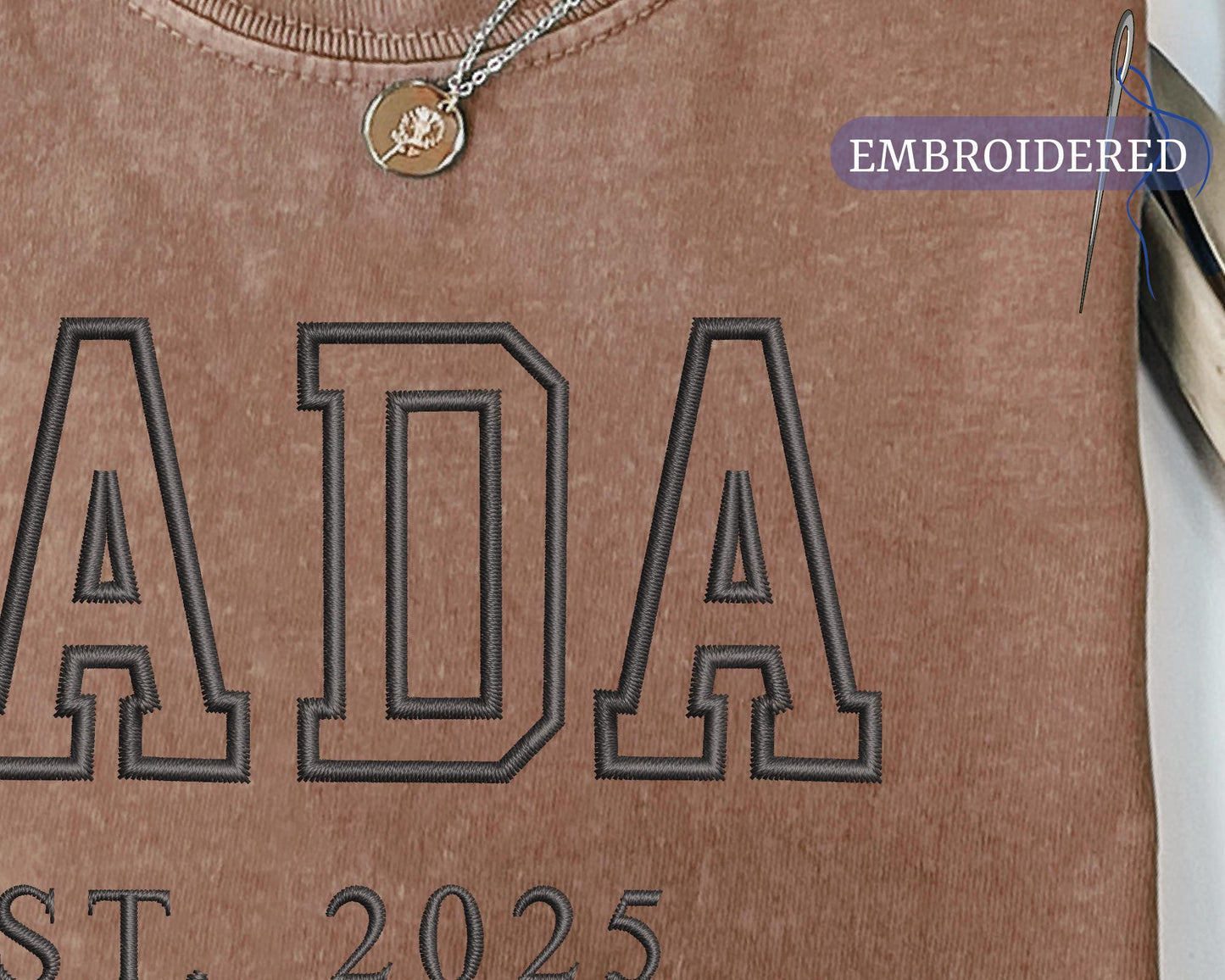 Personalized Dada Embroidered Shirt with Est Year - Baby Announcement for Father