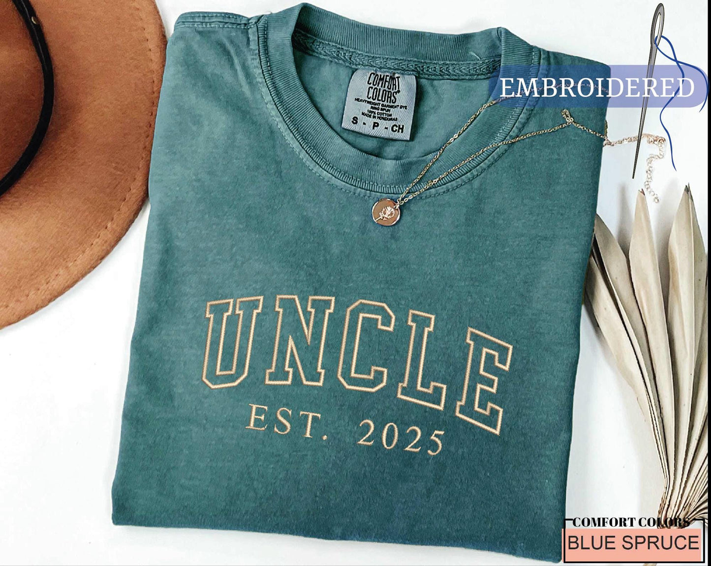 Personalized Uncle Est Year Embroidered Shirt - New Uncle Gift Custom Year Outfit